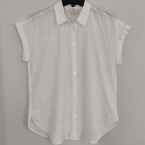 NWT Loft White Polka Dot Button Down Shirt Size M